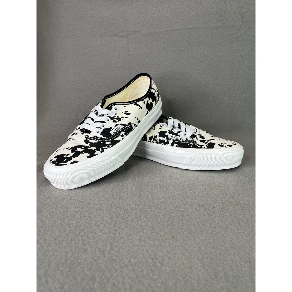 Vans Authentic Cow Print Black White Low Top Sneakers Mens 7.5 Women's 9 721356 - Picture 2 of 13